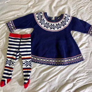 Hanna Andersson sweater dress + tights